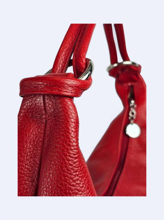 Skórzana shopperka Lunetta czerwona