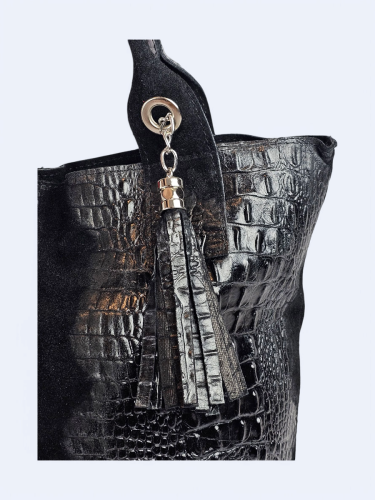 Skórzana shopperka Carla czarna