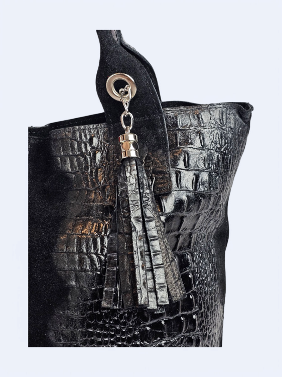 Skórzana shopperka Carla czarna