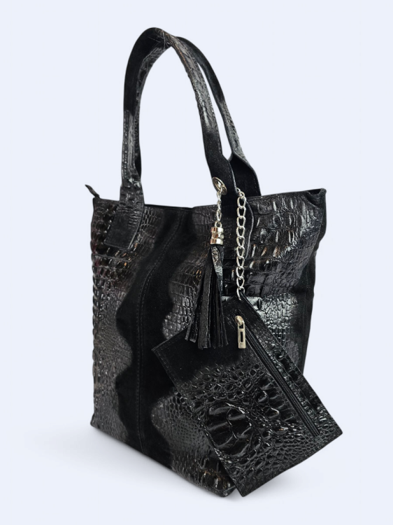 Skórzana shopperka Carla czarna