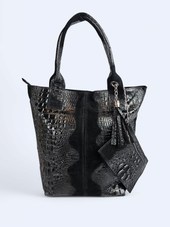 Skórzana shopperka Carla czarna