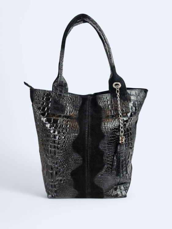 Skórzana shopperka Carla czarna