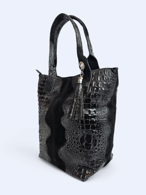 Skórzana shopperka Carla czarna