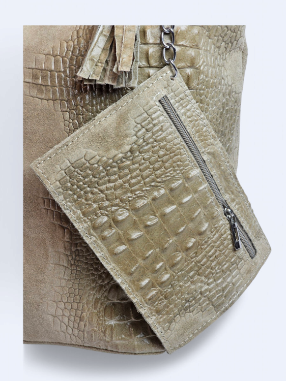 Skórzana shopperka Carla szara