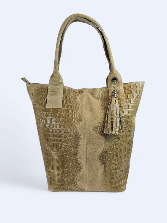 Skórzana shopperka Carla szara