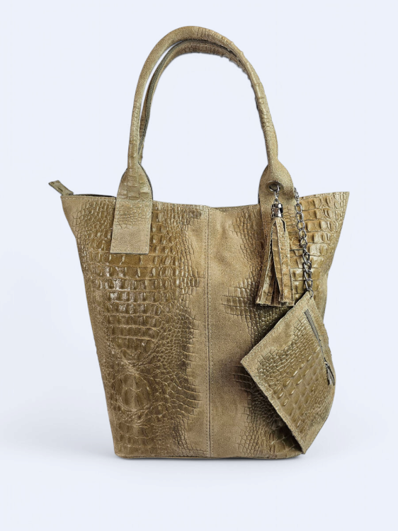 Skórzana shopperka Carla szara