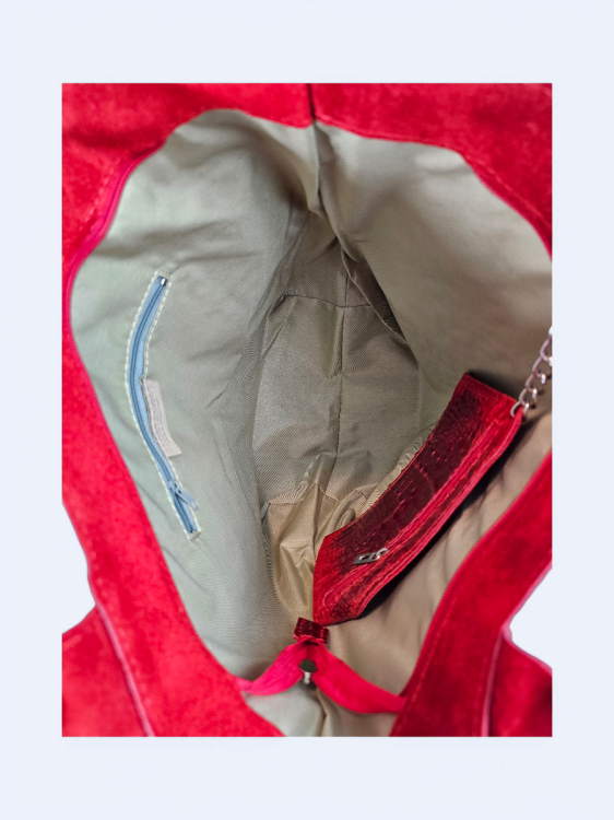 Skórzana shopperka Carla czerwona