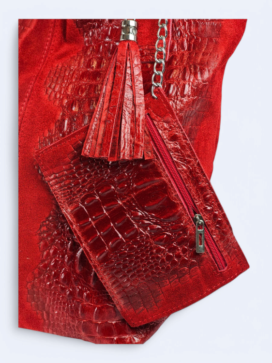 Skórzana shopperka Carla czerwona