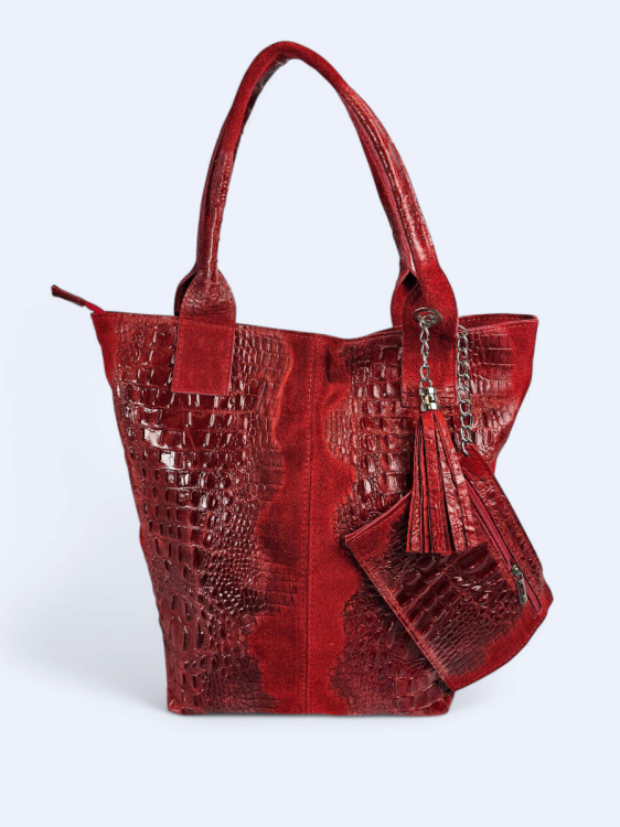 Skórzana shopperka Carla czerwona