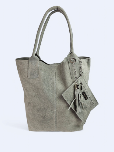 Zamszowa torba worek szara