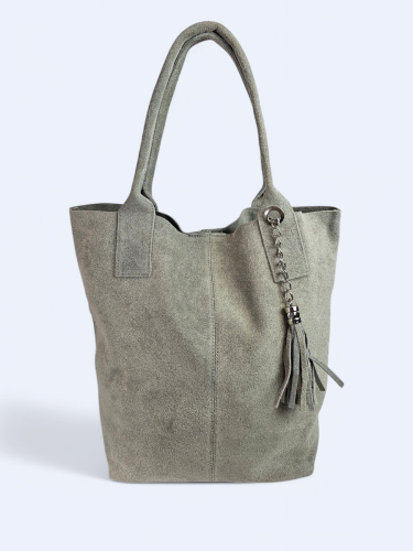 Zamszowa torba worek szara