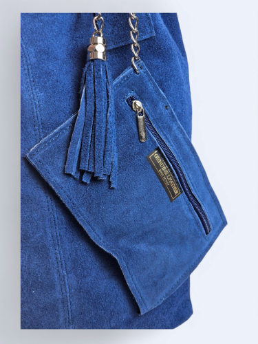 Zamszowa torba worek niebieska