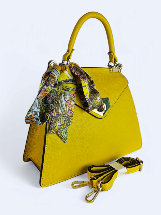Trapezowa torebka kuferek Elio żółta