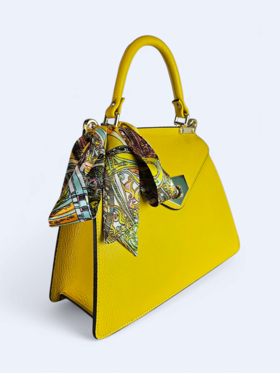 Trapezowa torebka kuferek Elio żółta