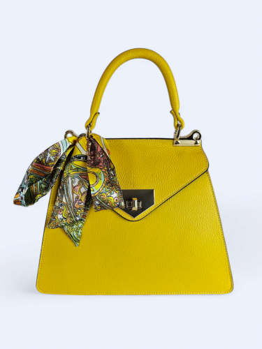 Trapezowa torebka kuferek Elio żółta