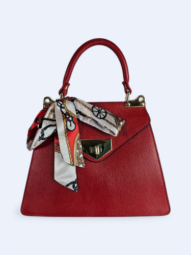 Trapezowa torebka kuferek Elio czerwona