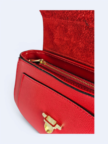 Elegancka torebka kuferek ze skóry naturalnej czerwona