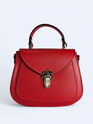 Elegancka torebka kuferek ze skóry naturalnej czerwona