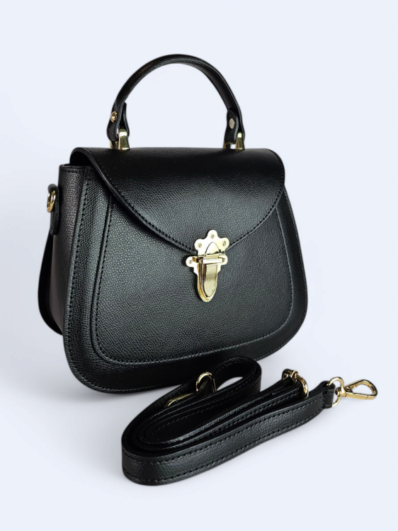 Elegancka torebka kuferek ze skóry naturalnej czarna