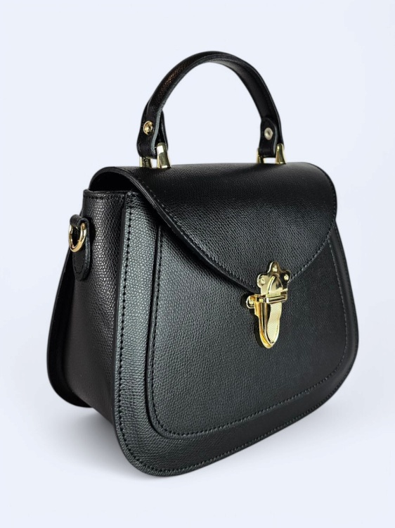 Elegancka torebka kuferek ze skóry naturalnej czarna