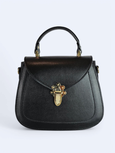 Elegancka torebka kuferek ze skóry naturalnej czarna