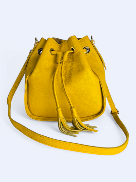 Torebka listonoszka skórzana Grazia żółta