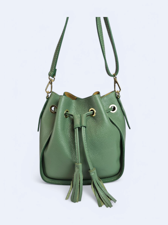 Torebka listonoszka skórzana Grazia zielona