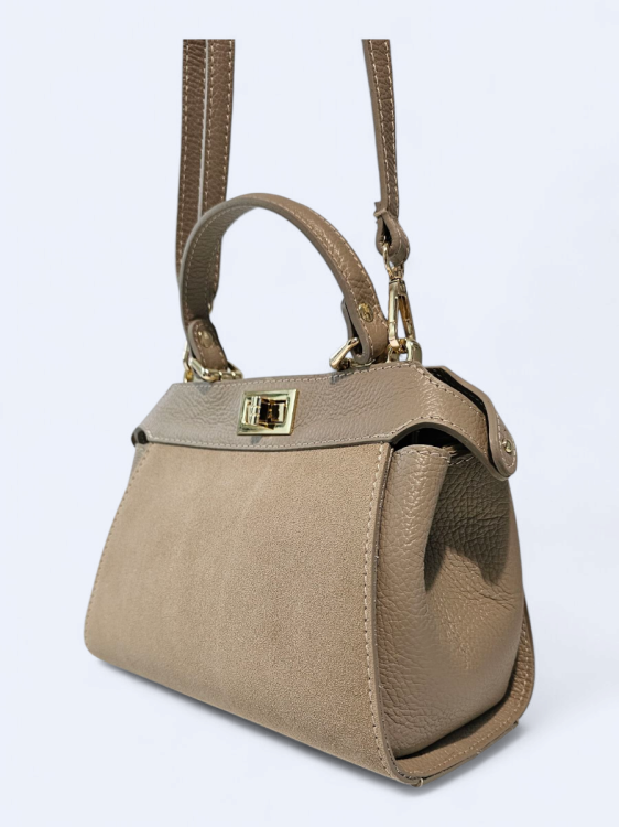 Torba kuferek do ręki i na ramię jasny beż