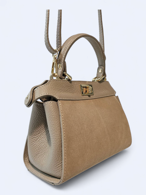 Torba kuferek do ręki i na ramię jasny beż