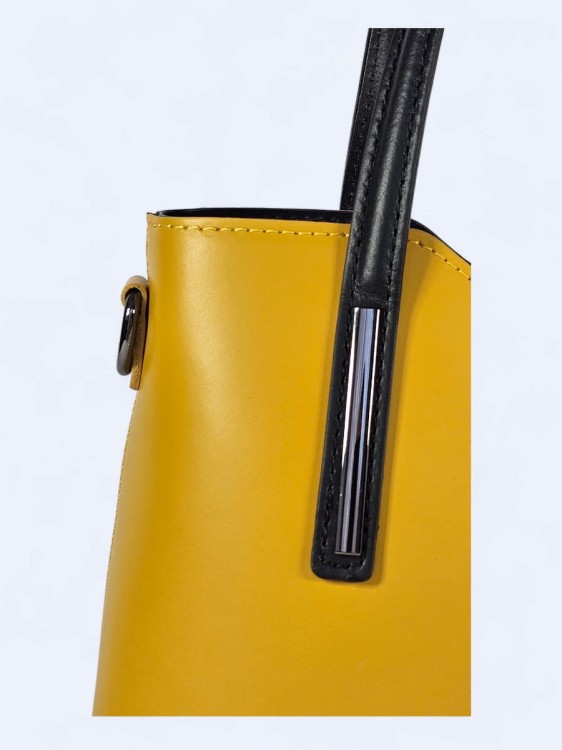 Klasyczna elegancka torba z naturalnej skóry dwukolorowa żółto-czarna