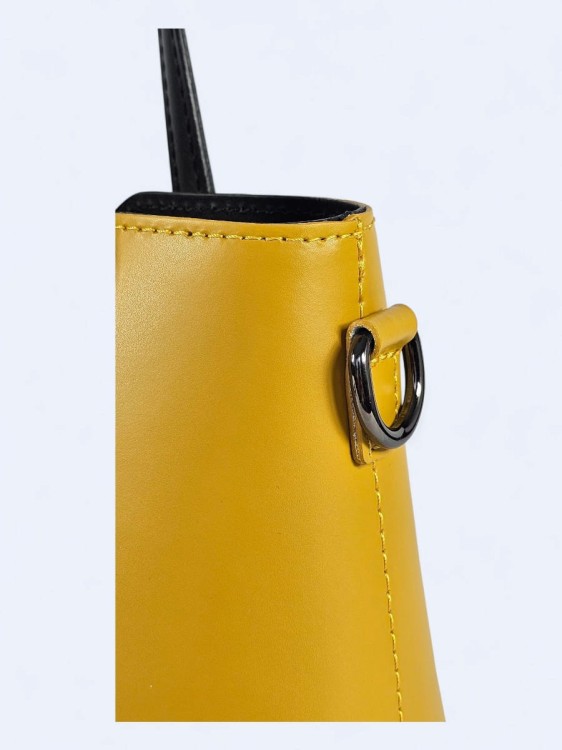 Klasyczna elegancka torba z naturalnej skóry dwukolorowa żółto-czarna