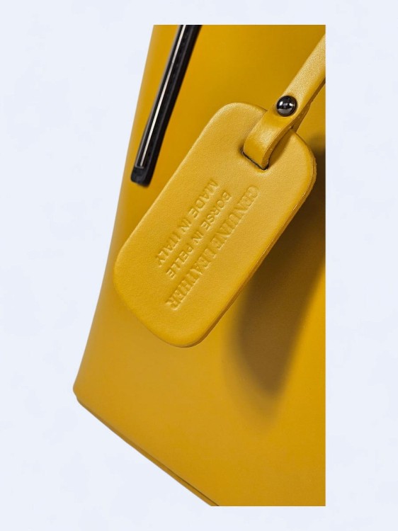 Klasyczna elegancka torba z naturalnej skóry dwukolorowa żółto-czarna