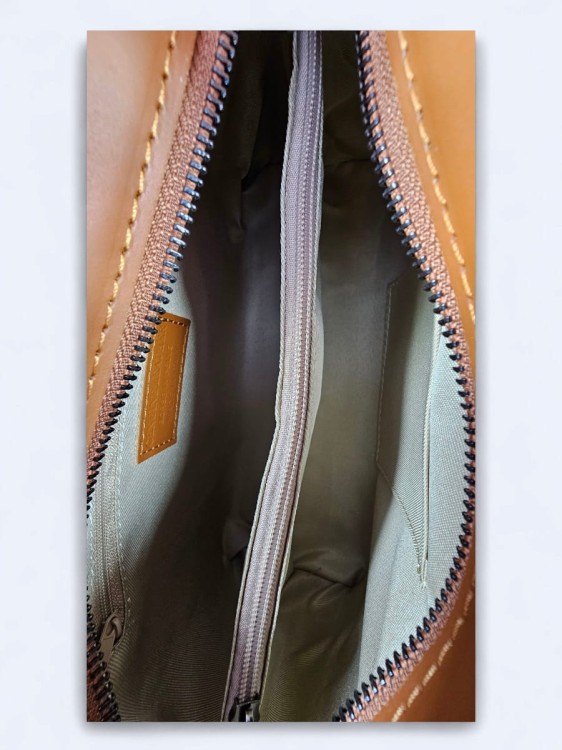 Klasyczna elegancka torba z naturalnej skóry dwukolorowa jasno-beżowo brązowa