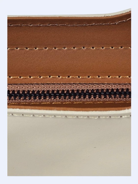 Klasyczna elegancka torba z naturalnej skóry dwukolorowa jasno-beżowo brązowa