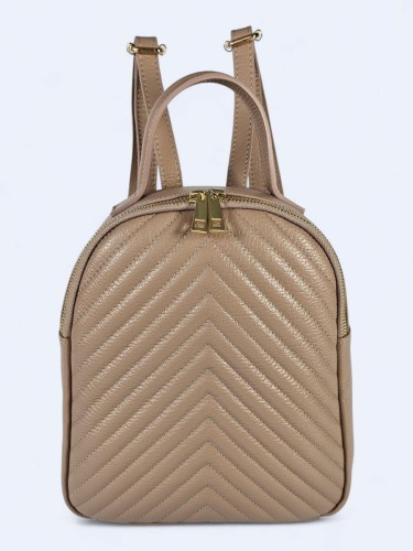 Stylowy skórzany plecak w jodełkę powder