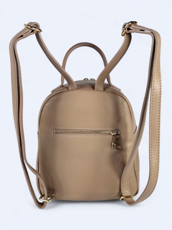 Stylowy skórzany plecak w jodełkę powder