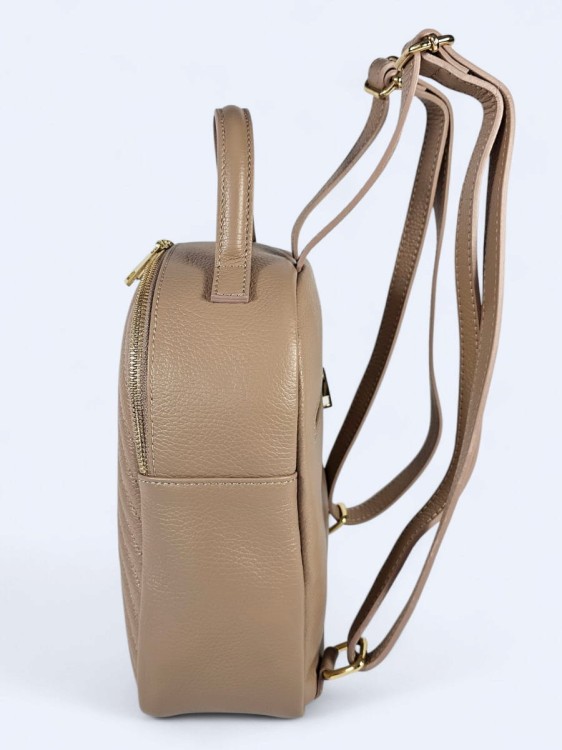 Stylowy skórzany plecak w jodełkę powder