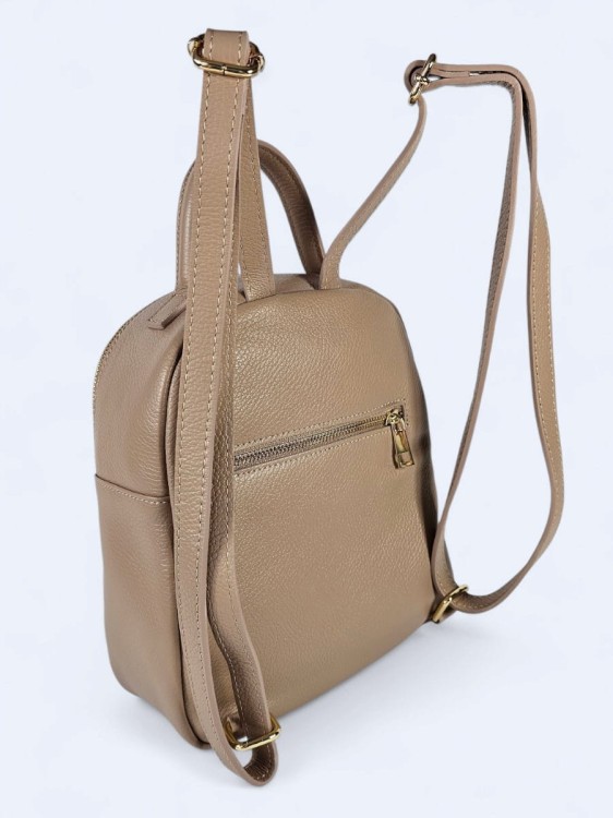Stylowy skórzany plecak w jodełkę powder