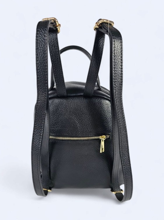 Stylowy skórzany plecak w jodełkę czarny