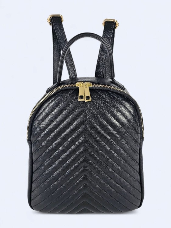 Stylowy skórzany plecak w jodełkę czarny