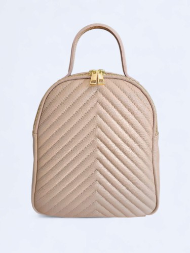 Stylowy skórzany plecak w jodełkę powder