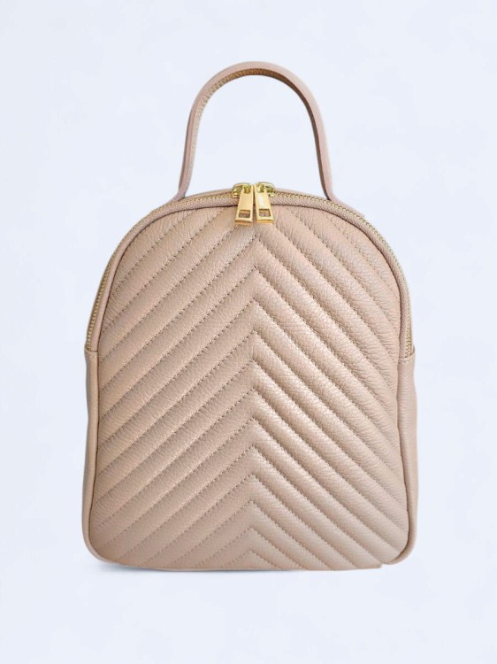 Stylowy skórzany plecak w jodełkę powder