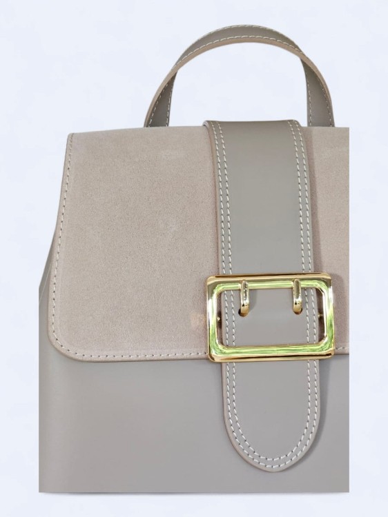 Elegancki skórzany plecak z klamrą powder