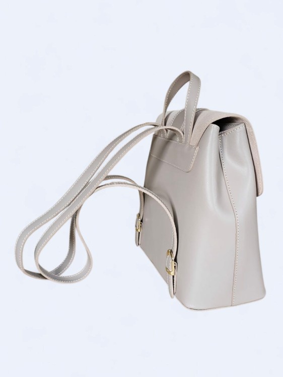 Elegancki skórzany plecak z klamrą powder