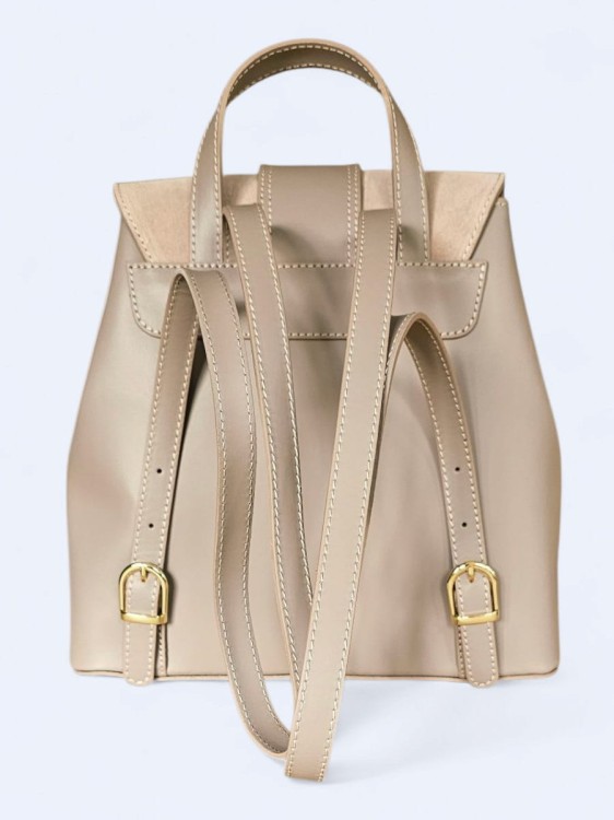 Elegancki skórzany plecak z klamrą powder