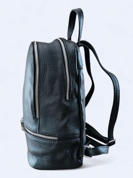 Elegancki skórzany miejski plecak czarny