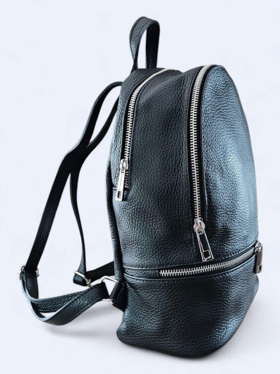 Elegancki skórzany miejski plecak czarny