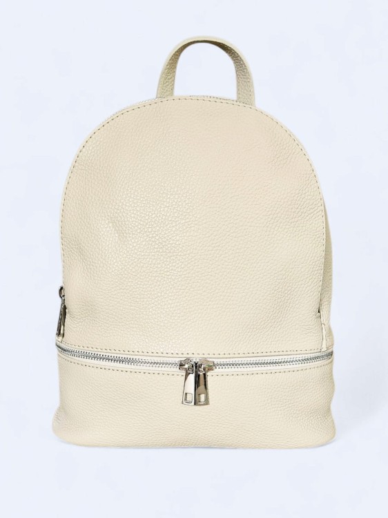 Elegancki skórzany miejski plecak beżowy