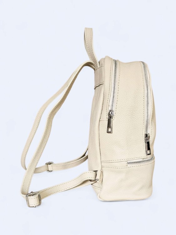 Elegancki skórzany miejski plecak beżowy