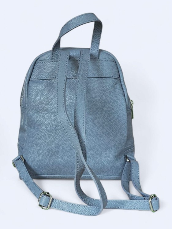 Elegancki skórzany miejski plecak niebieski